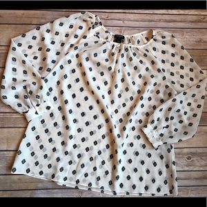 J. Crew long sleeve white patterned top